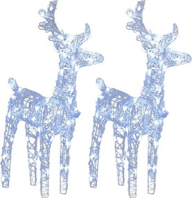 vidaXL Reni de Crăciun, 2 buc., alb rece, 80 LED-uri, acril