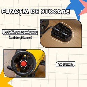 HOMCOM Tractor de Pedalat pentru Copii de 3+ Ani cu Remorcă, Greblă, Lopată și Claxon, 133x42x51 cm, Galben | Aosom Romania
