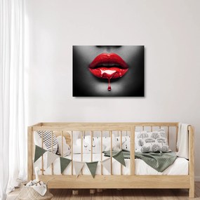 Tablou pe sticlă cu buze de femeie (70x50 cm)