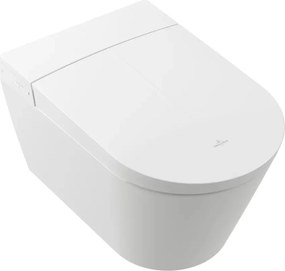 Set vas WC suspendat Villeroy&Boch Tivo rimless cu functie de bideu electric si capac softclose alb alpin