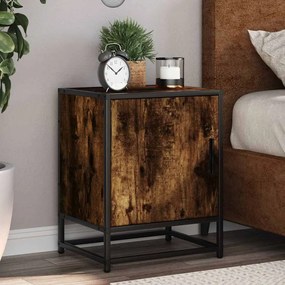 vidaXL Noptiera 2 buc stejar afumat 40x31x50cm lemn prelucrat si metal