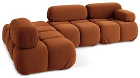 Colțar modular portocaliu cu tapițerie din catifea (cu colț pe partea stângă) Lokua – Makamii