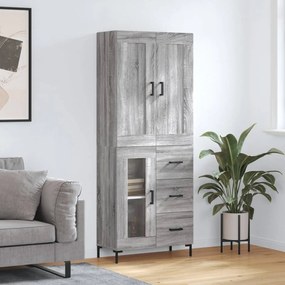 3199943 vidaXL Dulap înalt, gri sonoma, 69,5x34x180 cm, lemn compozit