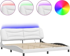 vidaXL Cadru de pat cu LED fără saltea, Hvar, alb, 200x200 cm