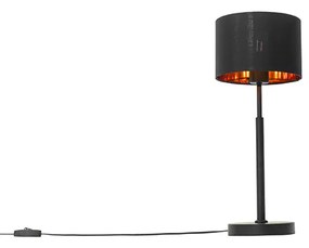 Lampa de masă modernă cu abajur din stofă negru cu auriu - VT 1