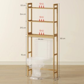 kleankin Raft din bambus pentru depozitare deasupra toaletei, Org | Aosom Romania