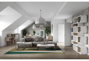 Bibliotecă cu detalii maro deschis TemaHome London, înălțime 220 cm, alb