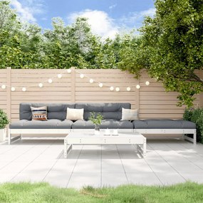 3186593 vidaXL Set mobilier relaxare de grădină, 4 piese, alb, lemn masiv pin
