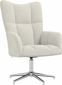 vidaXL Scaun de relaxare, alb crem, catifea