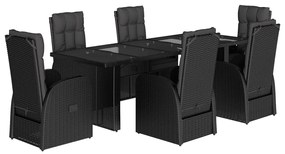 3277656 vidaXL Set mobilier de grădină cu perne, 7 piese, negru, poliratan