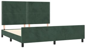 Cadru de pat cu tablie, verde inchis, 180x200 cm, catifea Verde inchis, 180 x 200 cm, Culoare unica si cuie de tapiterie