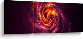 Tabloul cu abstracțiune modernă care luminează (cu ceas) (90x30 cm)