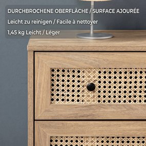 HOMCOM Comodă cu 4 Sertare Stil Boho din Ratan 80x35x95 cm Lemn Natural | Aosom Romania