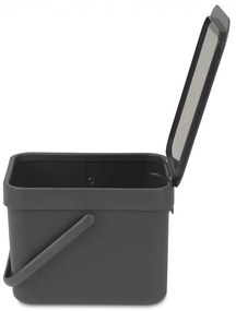 Cos de gunoi colectare selectiva Brabantia Sort&Go 648974, 6 l, Maner, Montabil pe perete, Gri inchis