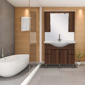 Mobilier complet de baie Bianca Plus 105, culoarea lemnului Aida, nuc