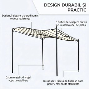 Outsunny Pavilion cu Perdea Parasolară și Prelată Impermeabilă din Poliester, Ideal pentru Grădină, Crem, 297x297cm | Aosom Romania