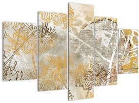 Tablou - Vintage perete cu flori (150x105 cm)