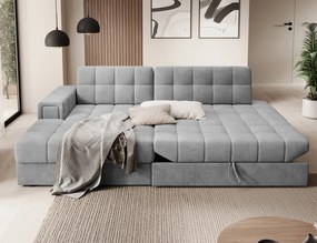 Coltar extensibil stanga 3 locuri ELTAP, LT-85MO, Blezalt, 240x150x82 cm, lemn/poliester, gri