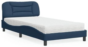 vidaXL Pat cu saltea, albastru, 100x200 cm, textil