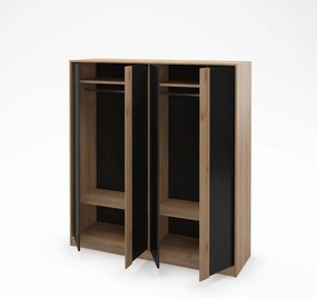 Șifonier negru/în culoare naturală cu aspect de lemn de stejar 180x197,5x53 cm Dennis – Marckeric