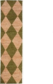 Covor tip traversă verde/în culoare naturală țesut manual din amestec de iută 60x230 cm Effie Diamond – Flair Rugs