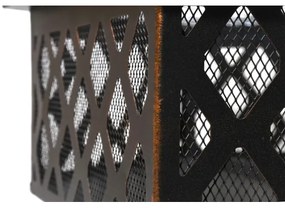 Vatră portabilă pe lemn cu grătar neagră/patină