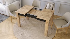 Mazzoni FONTE Stejar Craft Auriu / Negru Mat - MASĂ CLASICĂ DE BUCĂTĂRIE/LIVING EXTENSIBILĂ PÂNĂ LA 130 sau 155 cm!