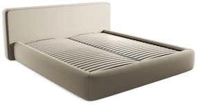 Pat matrimonial bej tapițat cu spațiu de depozitare cu somieră 180x200 cm Kiana – Makamii