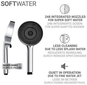 Cap de duș argintiu din plastic ø 12 cm Softwater – Wenko