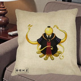 Perna Personalizata Assassination Classroom Koro-sensei, 40x40 cm, Crem, Husa Detasabila, Perna Inclusa, BEKZ®