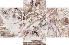 Tablou - Frescă florală pe un perete de cărămidă (90x60 cm)