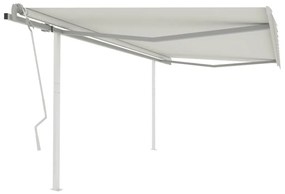 vidaXL Copertină retractabilă manual, cu stâlpi, crem, 4x3 m