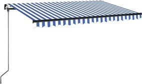 vidaXL Copertină retractabilă manual, albastru și alb, 400x350 cm