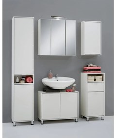 447422 FMD Dulap de baie cu oglindă, alb, 70x19x67,6 cm
