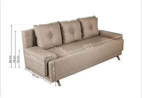 Canapea extensibila Roma Lux Beige 205x90x86 cm + lada de depozitare, bej