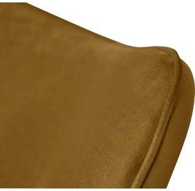 Fotoliu cu taburet galben muștar cu tapițerie din catifea Niko – Ropez