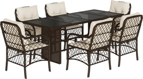 vidaXL Set mobilier de grădină cu perne, 7 piese, maro, poliratan