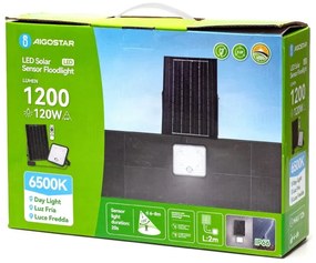 Proiector LED solar dimabil cu senzor Aigostar LED/120W/3,4V IP66 + telecomandă