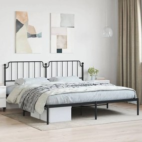 373893 vidaXL Cadru de pat metalic cu tăblie, negru, 193x203 cm