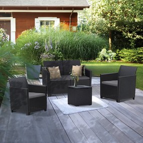 Set de mobilier de grădină Claire IV cu 4 locuri și masă de depozitare Vigo, grafit