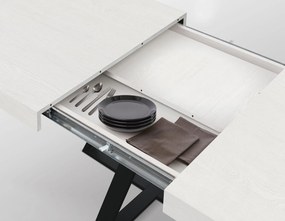 Masa Ariel  extensibila, picior metalic negru - BLAT GRI CIMENT