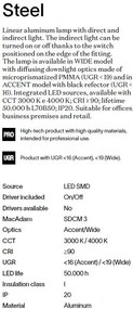 Lustra liniara cu lumina directa si indirecta STEEL Accent White 3000K