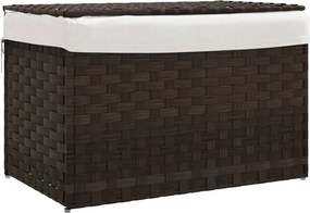 vidaXL Coș de rufe cu capac, maro închis, 55,5x35x34 cm, poliratan
