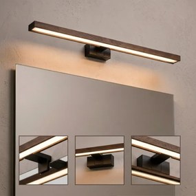Brilagi - Iluminare pentru oglindă de baie LED WOODY MIRROR 3 în 1 LED/15W/230V IP44 negru/stejar/nucă