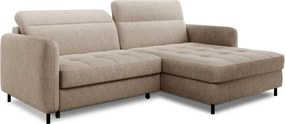 Colțar bej extensibil/cu spațiu de depozitare cu tapițerie din chenille (cu colț pe partea dreaptă/cu șezlong) Gomsi – ELTAP