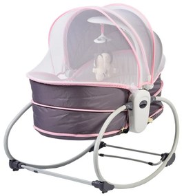 Balansoar 5 in 1 cu vibratii pentru copii si bebelusi NOVOKIDS ™ Mastela Bassinet, transformabil in landou si scaun copii, cu melodii, Mov