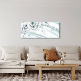 Tablou - Flori de trandafir turcoaz (120x50 cm)