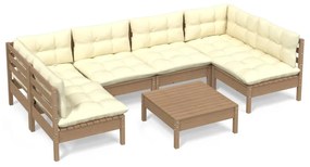 3097160 vidaXL Set mobilier grădină cu perne, 7 piese, maro miere, lemn de pin