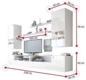 Expedo Set mobilier ELPASO 41, alb/alb luciu
