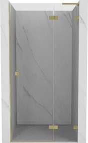 Mexen Lunar L uși de duș batante dreapta 80 cm, transparente, aurii periate - 834L-080-000-55-00-P